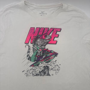 Men's NIKE XXL White Pink Iguana Jet Ski Graphic Short Sleeve Tee